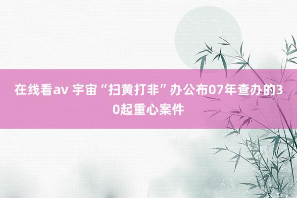 在线看av 宇宙“扫黄打非”办公布07年查办的30起重心案件