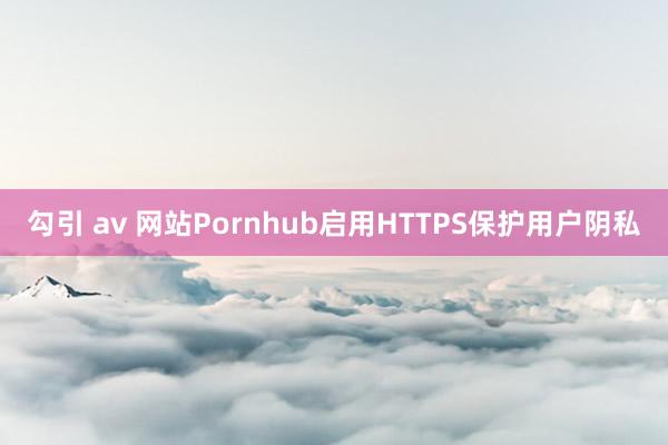 勾引 av 网站Pornhub启用HTTPS保护用户阴私